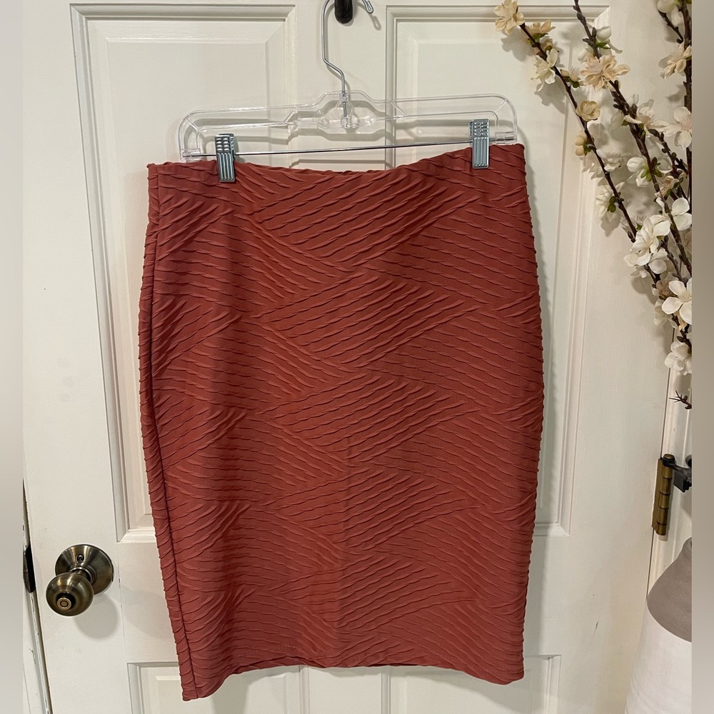 Salmon Stretch Pencil Skirt